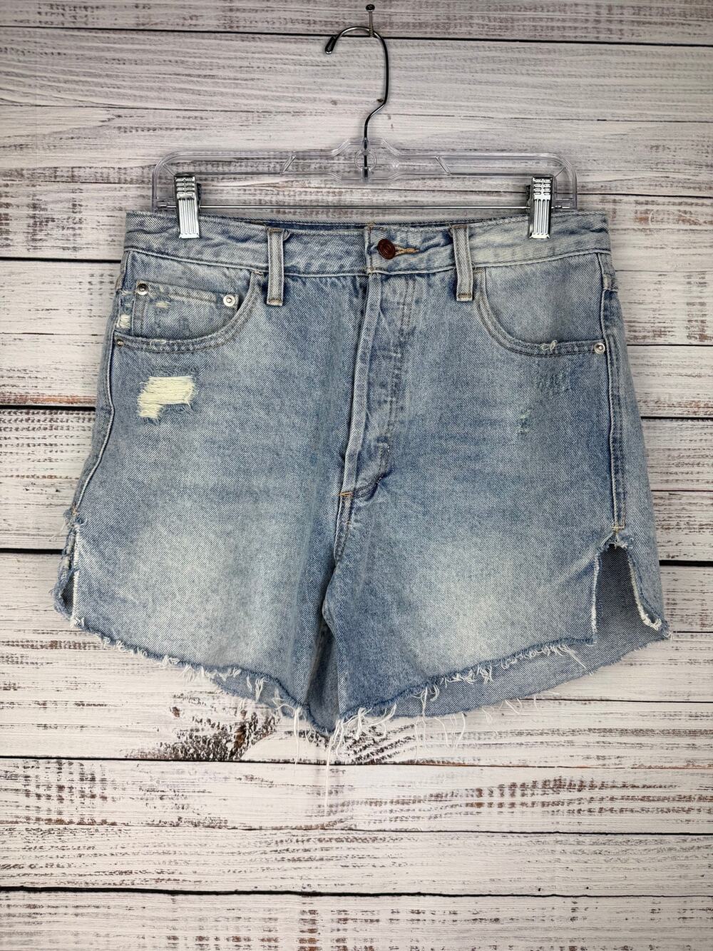 We the Free Baggy Tomboy Jean Shorts Distressed 27 Boho 100% Cotton Coastal